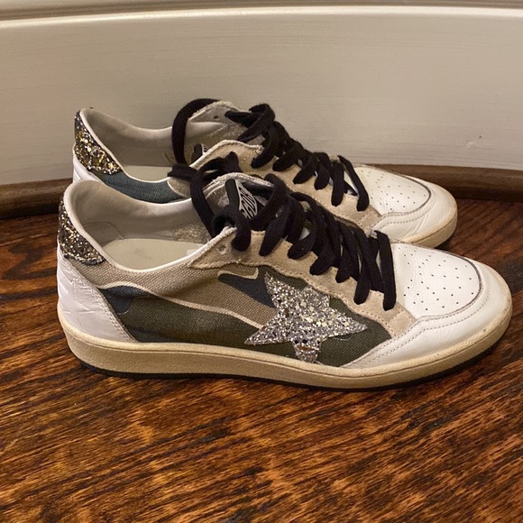 GOLDEN GOOSE ★ Camouflage Ball Star sneakers with glittery star & heel tab 36/6 - Picture 8 of 14